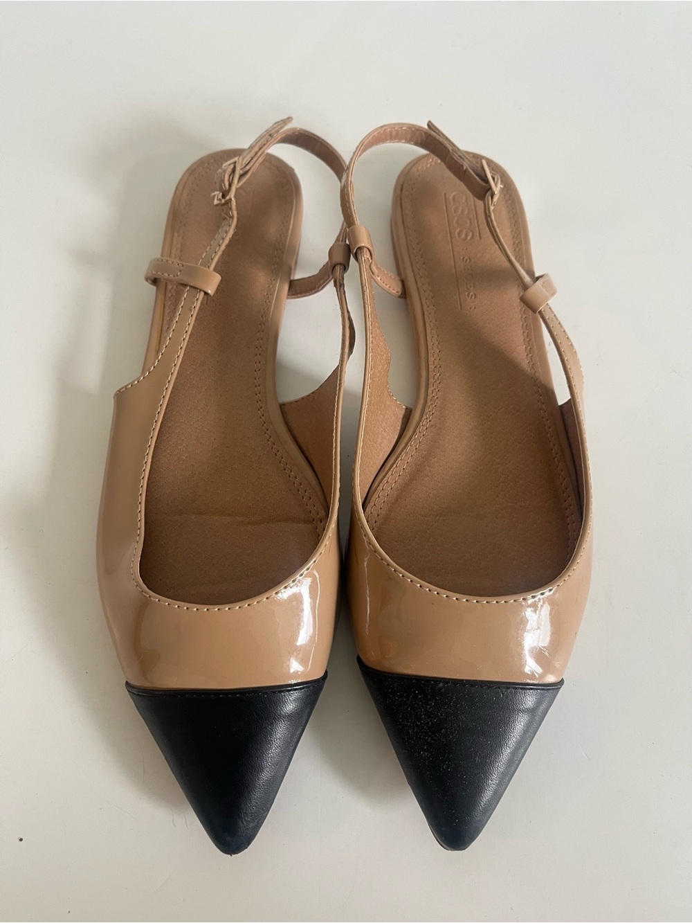 ASOS Nude and Black Pointed Slingback Flats